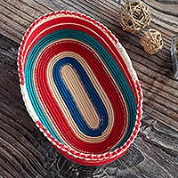 Natural fiber basket, 'Chiclayo Cheer' - Handcrafted Palm Fiber Basket