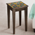 Reverse-painted glass accent table, 'Dominican Heritage' - Cedar Accent Table With Geometric Painted Glass Top (image 2) thumbail