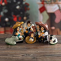 Ceramic nativity scene, 'Christmas in Huancayo' (9 pieces) - Handcrafted Ceramic Nativity Scene (9 Pieces)