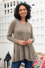 Alpaca blend sweater, 'Natural Shades' - Alpaca Blend Beige Pullover Sweater Knit in Peru