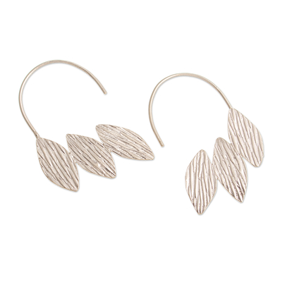 Sterling silver drop earrings, 'Falling' - Textured Sterling Drop Earrings