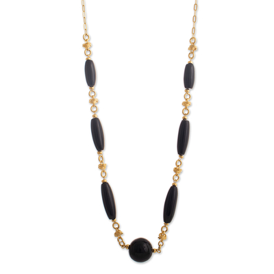 Obsidian Necklace with 24k Gold Plate