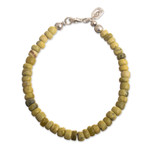 Serpentine beaded bracelet, 'Positive Thinking' - Artisan Crafted Serpentine Bracelet