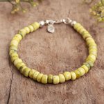 Serpentine beaded bracelet, 'Positive Thinking' - Artisan Crafted Serpentine Bracelet