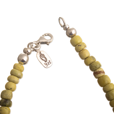Serpentine beaded bracelet, 'Positive Thinking' - Artisan Crafted Serpentine Bracelet
