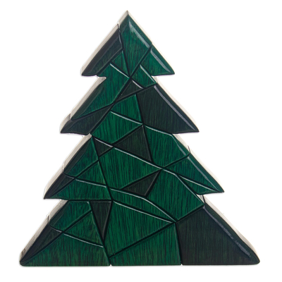 Handcrafted Wood Christmas Tree Sculpture
