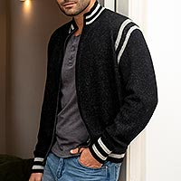 Featured review for Mens alpaca bend cardigan, Varsity Classic