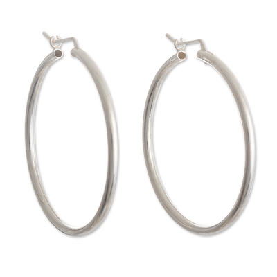 Sterling silver hoop earrings, 'Classic Mood' - Peruvian Sterling Silver Hoop Earrings