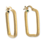 Gold plated hoop earrings, 'Diamond Squares' - 18k Gold Plated Hoop Earrings
