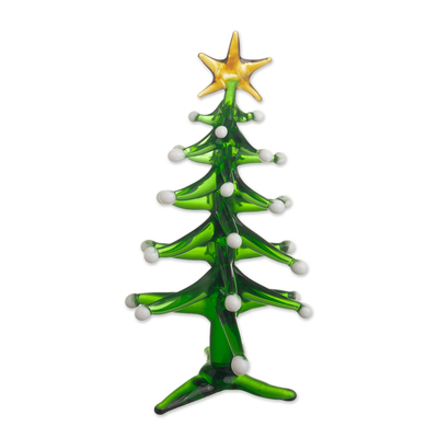 Handcrafted Glass Christmas Tree Statuette