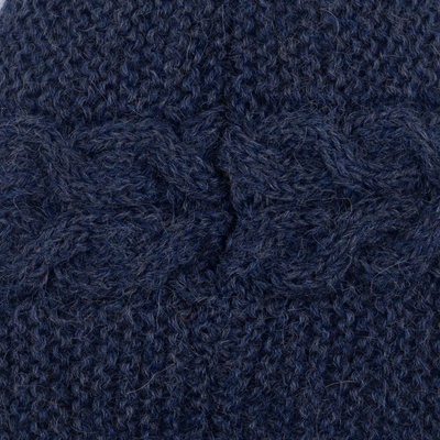 gorro 100% alpaca - Gorro azul 100% alpaca tejido a mano en crochet