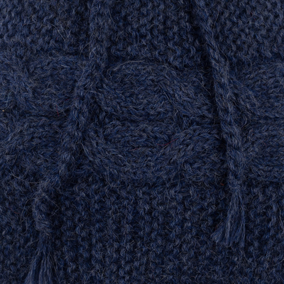 gorro 100% alpaca - Gorro azul 100% alpaca tejido a mano en crochet
