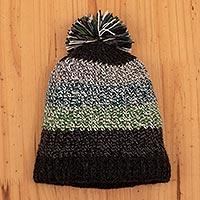 100% alpaca hat, 'Wintry Mix' - Artisan Crocheted 100% Alpaca Hat