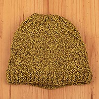 100% alpaca hat, 'Andean Maize' - Hand Crocheted 100% Alpaca Hat from Peru