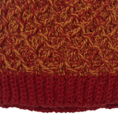 100% alpaca hat, 'Winter Fire' - Crocheted 100% Alpaca Wool Hat