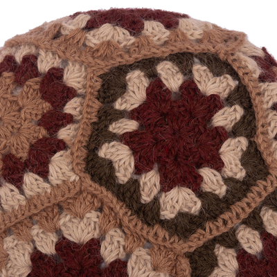 100% alpaca hat, 'Afghan Charm' - Artisan Crocheted 100% Alpaca Hat