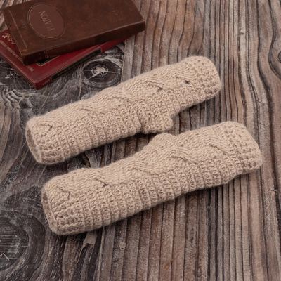 fingerlose Handschuhe aus 100 % Alpaka - Handgehäkelte fingerlose Handschuhe aus 100 % Alpaka