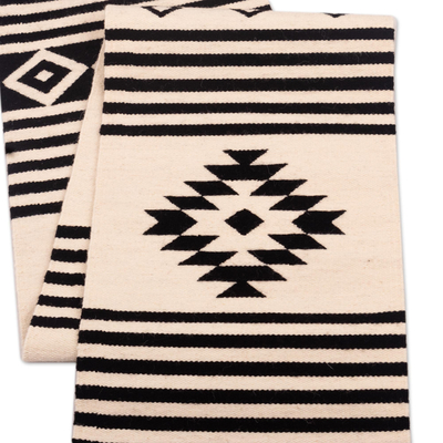 Wool table runner, 'South and North' - Wool Table Runner With Northern Native American Design Peru