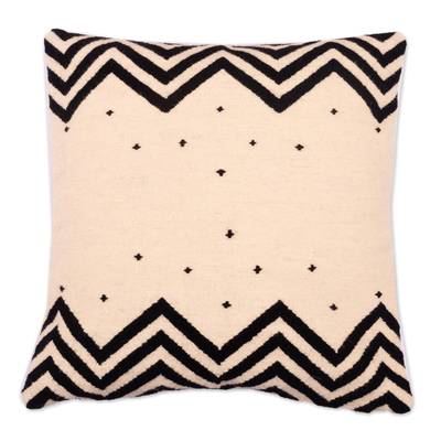 Black and Ivory Geometric and Dot Cushion Cover Peru