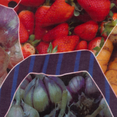 Schal aus Modal - Schal mit Obst- und Gemüse-Print