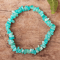 Amazonite beaded stretch bracelet, 'Aqua Harmony' - Hand Crafted Amazonite Bracelet