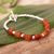 Agate and sterling silver beaded bracelet, 'Warm and Cool' - Beaded Bracelet with Orange Agate thumbail