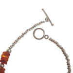 Agate and sterling silver beaded bracelet, 'Warm and Cool' - Beaded Bracelet with Orange Agate