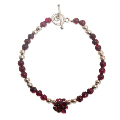 Garnet beaded bracelet, 'Sweet Pomegranate' - Sterling Silver and Garnet Bracelet
