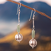 Aventurine dangle earrings, 'Natural Inclination' - Sterling Silver and Aventurine Earrings