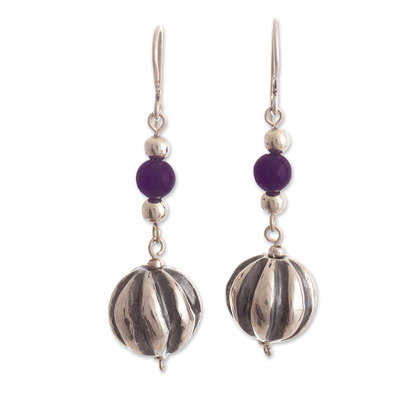 Amethyst dangle earrings, 'Purple Please' - Handcrafted Amethyst Earrings from Peru