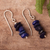 Lapis lazuli beaded dangle earrings, 'Naturally Blue' - Peruvian Sterling Earrings with Lapis Lazuli  (image 2b) thumbail