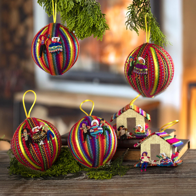 Fabric ornaments, 'Peruvian Christmas' (set of 6) - Andean Style Christmas Ornaments (Set of 6)