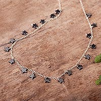 Hematite charm necklace, 'Star Spangled' - Artisan Crafted Hematite Necklace
