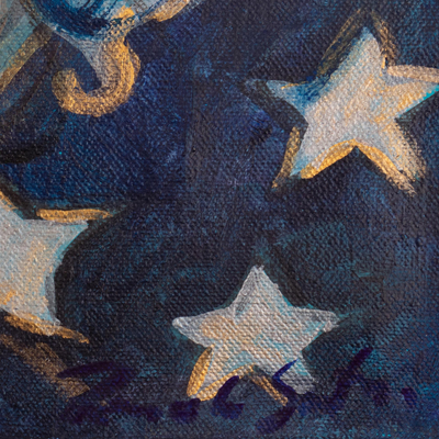 'Frau über den Sternen' - Original expressionistische Porträtmalerei