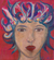 „Geheimnisvolles blaues und goldenes Haar“ – Acryl auf Leinwand-Porträtmalerei