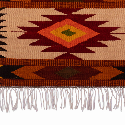 Alfombra de lana, 'Pre-Inca' (2x3) - Alfombra de lana tejida en telar andino con patrón geométrico