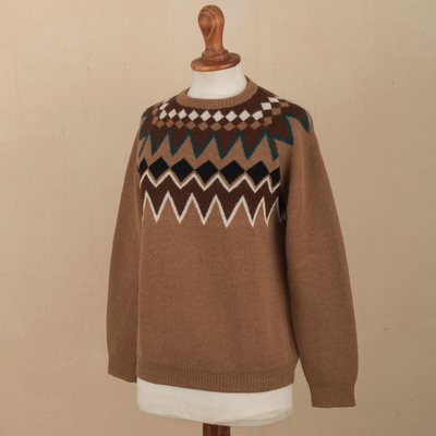 Suéter tipo pullover 100% alpaca - Sweater 100% Alpaca con Diseños Geométricos