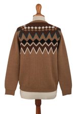 100% alpaca pullover sweater, 'Chimu Geometry' - 100% Alpaca Pullover Sweater with Geometric Designs