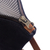 Leather shoulder bag, 'Peru and Japan' - Dark Blue and Brown Leather Shoulder Bag With Zipper Peru