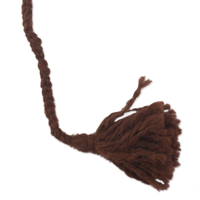 Chullo-Mütze aus 100 % Alpaka, „Andenerbe in Braun“. - Strickmütze Chullo aus 100 % Alpaka in Naturwollfarben Peru