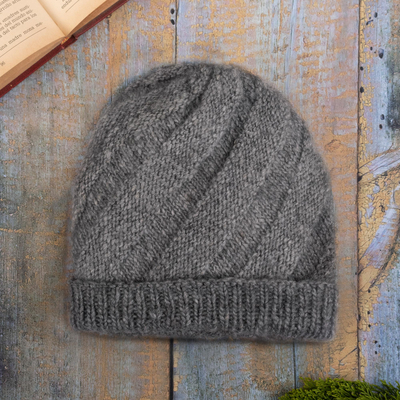 100% alpaca knit hat, Alpaca Natural