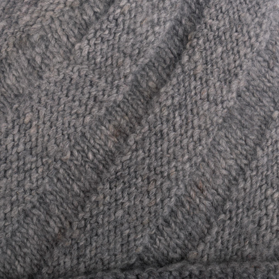 Strickmütze aus 100 % Alpaka, „Alpaka Natural“. - 100 % natürliches Alpaka ungefärbt gestrickt Wolle Hut Peru