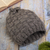 100% alpaca hat and neck warmer, 'Checkerboard Warmth' - Natural Grey Hand Knit Alpaca Combination Hat and Neck Cover (image 2b) thumbail
