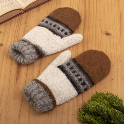 100% alpaca mittens, 'Warm Hands' - 100% Alpaca Hand-Knit Undyed Mittens From Surco Peru