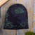 100% alpaca hat, 'Blue Dream Garden' - Floral 100% Alpaca Hat in Blue (image 2) thumbail