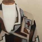 Men's alpaca cardigan, 'Inca Construction' - Men's 100% Alpaca Geometric Patterned Cardigan from Peru