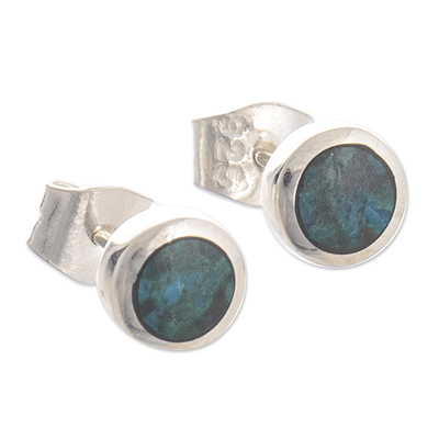 Natural Chrysocolla Earrings in Sterling Silver
