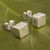Sterling silver stud earrings, 'Energy Cube' - Handcrafted Sterling Cube Earrings thumbail