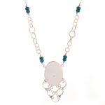 Chrysocolla pendant necklace, 'Andes Baroque' - Handcrafted Chrysocolla and Sterling Silver Necklace