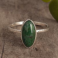 Chrysocolla cocktail ring, 'Paramour' - Sterling and Chrysocolla Cocktail Ring